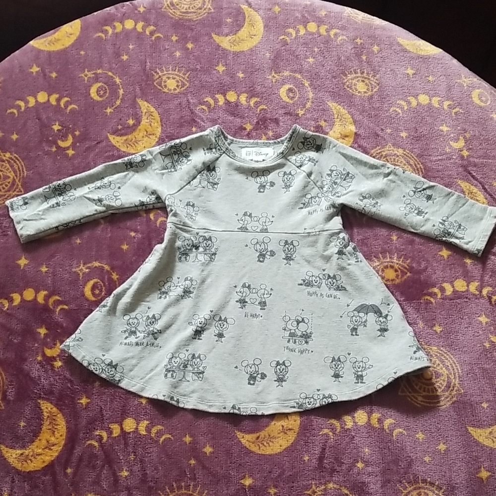 ❣5 for $25 Sale❣Adorable Disney Light Gray Long-Sleeve Printed Swing Dress - 2T